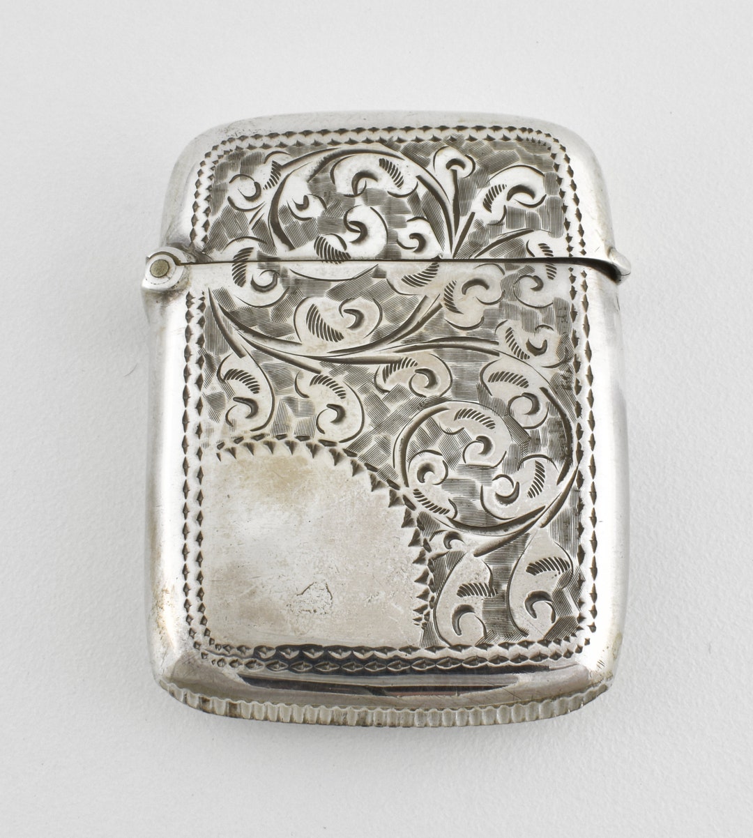 Boîte Vintage Argent Sterling - Grand étui émaillé Great Britain Birmingham, Style Empire - 1900-1940