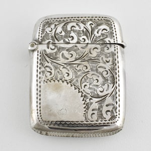 Antique English Edwardian Solid Silver Vesta Case, Birmingham, 1904