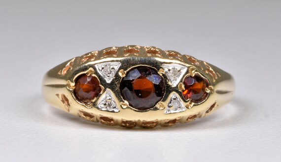 Vintage 9ct Gold Garnet & Diamond Ring, 1970's