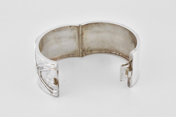 Antique Victorian Solid Silver Hinged Cuff Bracel… - image 5