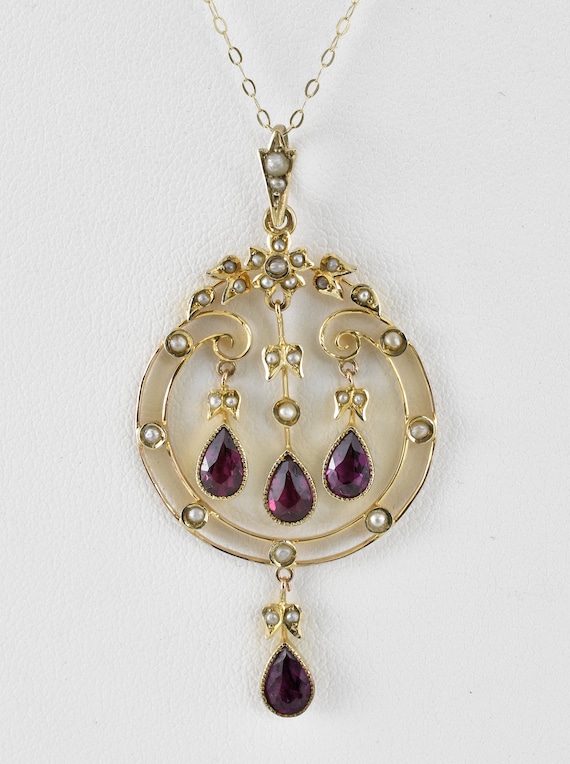 Antique Victorian/Edwardian 9ct Gold Garnet Seed P