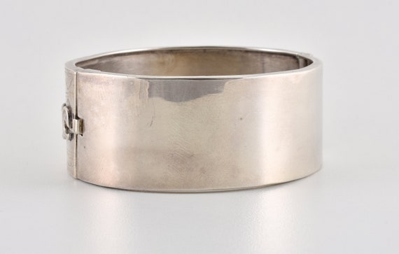 Antique Victorian Solid Silver Hinged Bracelet, C… - image 5