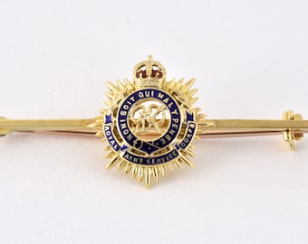 Vintage 14ct Gold Enamel Royal Army Service Corps Sweetheart