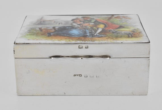 Antique Edwardian Solid Silver Ceramic Jewellery … - image 6