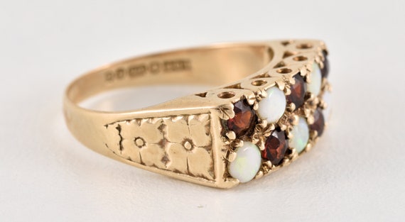 Vintage 9ct Gold Garnet & Fire Opal Dress Ring, B… - image 3