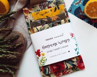 Beeswax Wraps Starter Set | Reusable & Eco-Friendly Gifts | Food Wraps