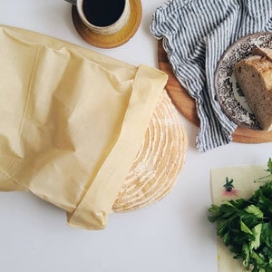 Handmade Beeswax Bread Bag, Reusable Organic Cotton, XL Size