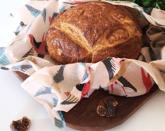 Xl Beeswax Bread Wrap Vintage Bird