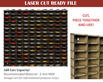 Modular 1/64 Car Display Case Files | 160 Diecast Cars Capacity | Laser Cut Project | Cnc Files | DXF SVG PDF
