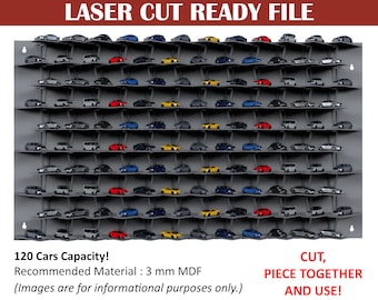Modular 1/64 Car Display Case Files | 120 Diecast Cars Capacity | Laser Cut Project | Cnc Files | DXF SVG PDF
