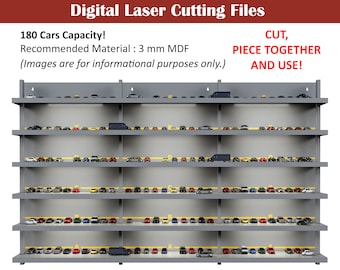 Modular 1/64 Car Display Case Files | 180 Diecast Cars Capacity | Laser Cut Project | Cnc Files | DXF SVG PDF