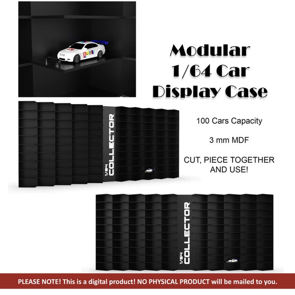 Modular 1/64 Car Display Case Files | 100 Diecast Cars Capacity | Laser Cut Project | Cnc Files | DXF SVG PDF