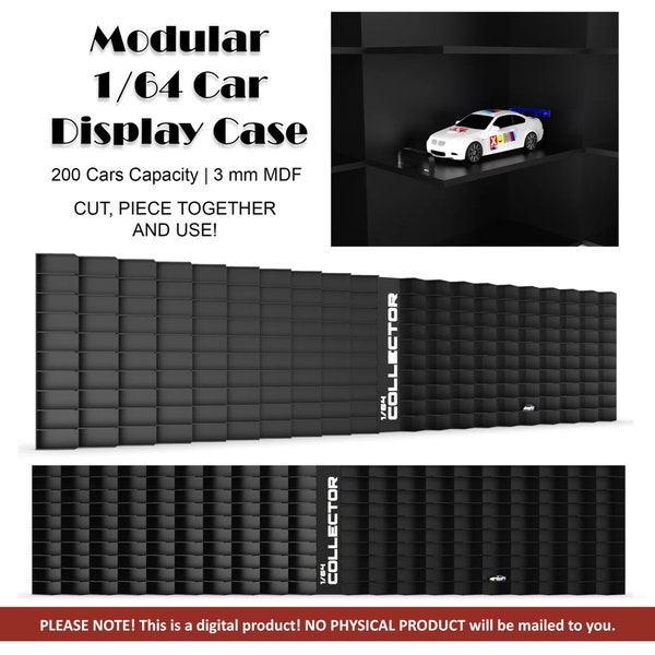 Modular 1/64 Car Display Case Files | 200 Diecast Cars Capacity | Laser Cut Project | Cnc Files | DXF SVG PDF