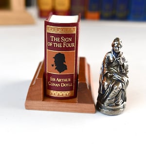 Micro Wooden Bookstand Bookends for Miniature Books (Fits 1 Minibook)