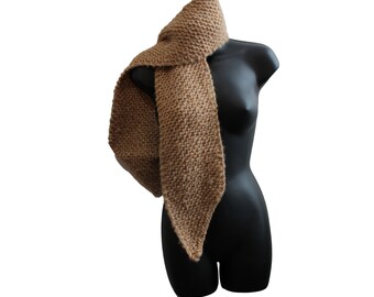 Femme Tricot à la main Chunky Biege Foulard, Cadeaux personnalisés