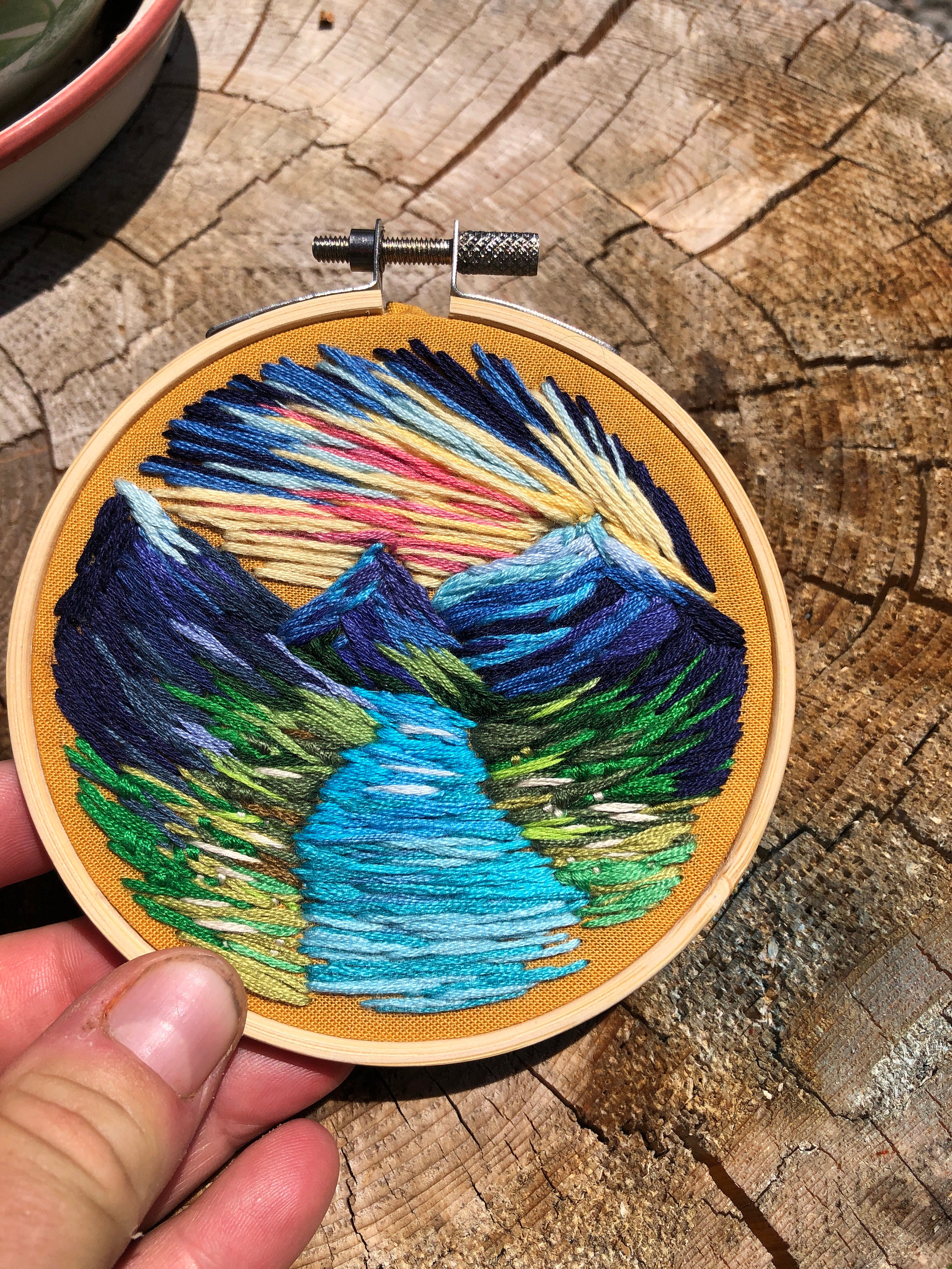 Moving River and Mountain/ Handmade Embroidery/thread - Etsy