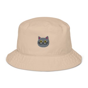 Organic bucket hat | Cat Hat | Gift For Cat Lovers | Cat Moms and Cat Dads