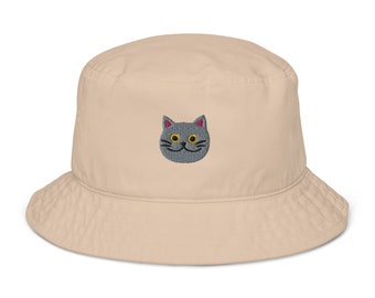 Organic bucket hat | Cat Hat | Gift For Cat Lovers | Cat Moms and Cat Dads