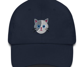 Cat Hat For Humans - Gray and White Cat Design- Perfect Gift for Cat Dads and Cat Moms alike!