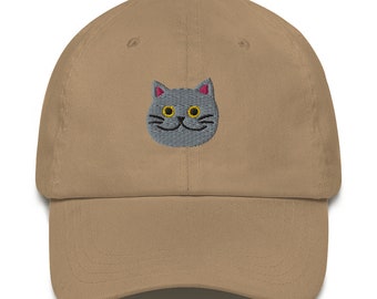 Cat Hat For Humans - Gray Smiling Cat Design- Perfect Gift for Cat Dads and Cat Moms alike!