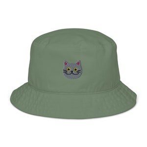 Organic bucket hat | Cat Hat | Gift For Cat Lovers | Cat Moms and Cat Dads