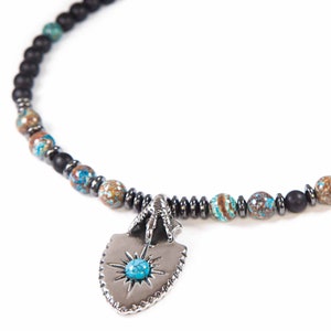 Tribe Tribal Boho Arrow Collier pour Hommes Femmes Arrowhead Ethno Bijoux Perles Collier Turquoise Bijoux Hommes Bijoux Femmes Acier inoxydable image 4