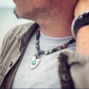 Tribe Tribal Boho Arrow Collier pour Hommes Femmes Arrowhead Ethno Bijoux Perles Collier Turquoise Bijoux Hommes Bijoux Femmes Acier inoxydable image 2