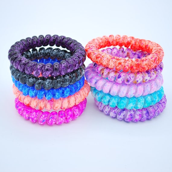 Tie Dyed Telephon Cord Spiral Coil Cord Hair Ties 10 Pack Etsy