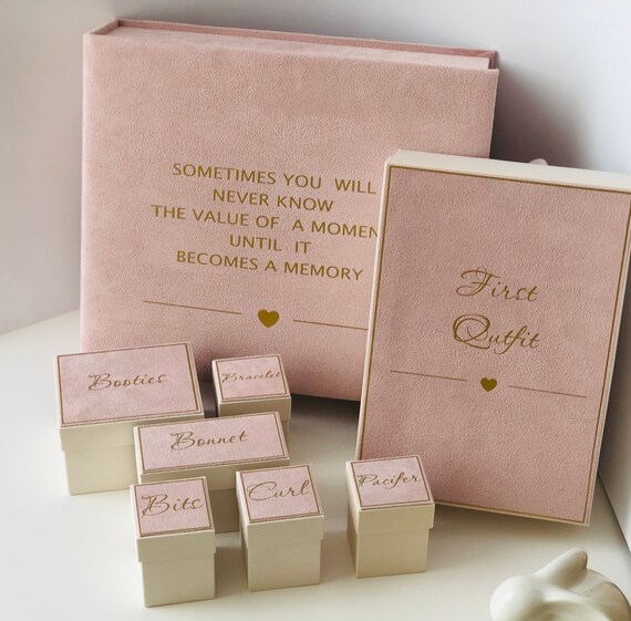 White Cotton Cards Babys First Curl//Bracelet//Tooth 3-in-1 Keepsake Box Set Blue Booties