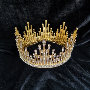 Große Kristall Strass Krone - Gold Krone/Silber Krone für Hochzeit, Geburtstag, Kopfschmuck, Cake Topper oder Mittelstückdekoration