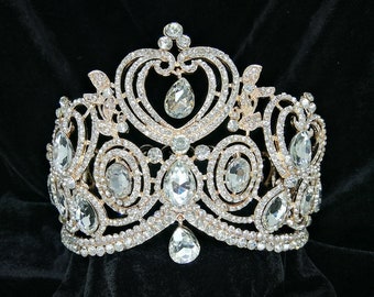 Corona per statua in ottone a filigrana con strass, finitura oro/argento Cod. 3