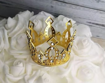 Small Rhinestone Crown - Gold, Rose Gold, and Silver for cake topper, or party decorations, for Doll Crown