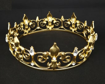 Fleur De Lis Crown for Birthday, Cake Toppers, Centerpiece Decoration - Gold, Silver, Rose Gold