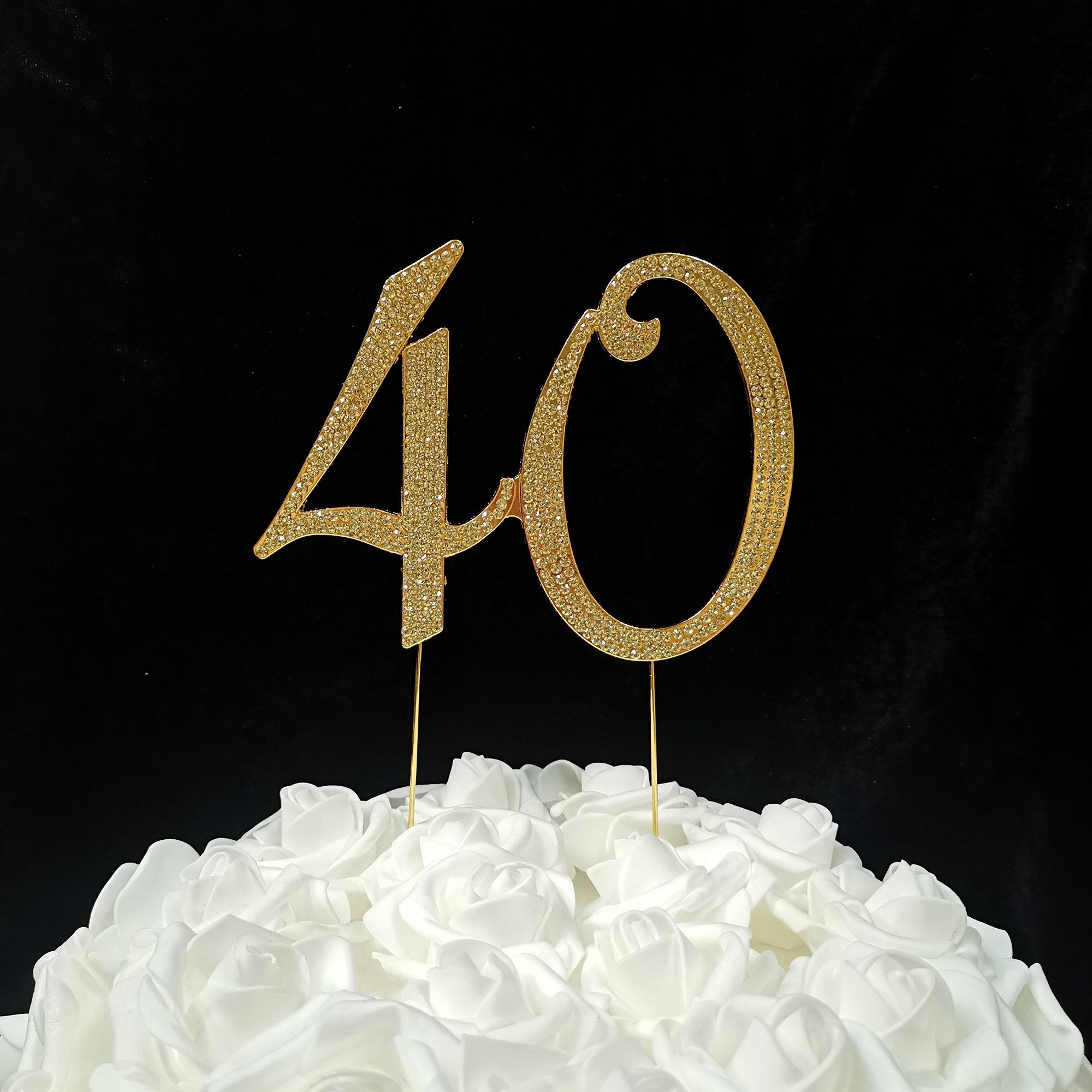 Decorazioni Compleanno 40 Anni Uomo Palloncino 40 Anni Uomo Decorazioni Torta 40 Anni - Topper Oro E Nero Glitterato, Con Palloncini E Accessori, Set Completo Festività 40 Anni Candeline 40 Anni Uomo