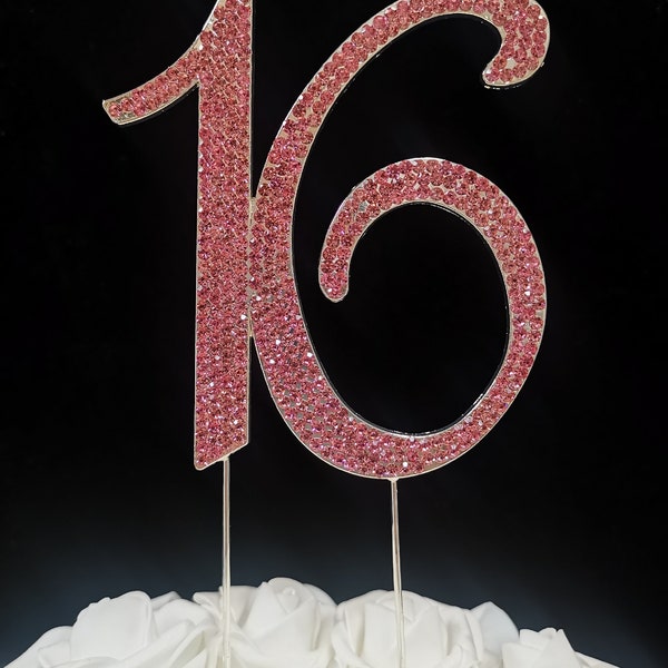 16 Cake Toppers Rhinestone Centerpiece - Silver, Gold, Pink