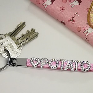 Custom Keychain Silver Rhinestone Letters or Numbers/ Car Keychain / Backpack Decoration