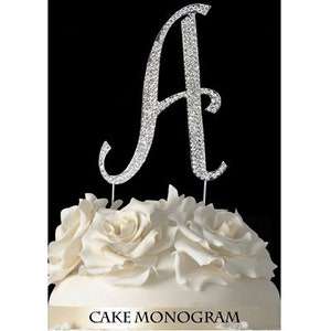 Adornos para tartas con monogramas de diamantes de imitación plateados