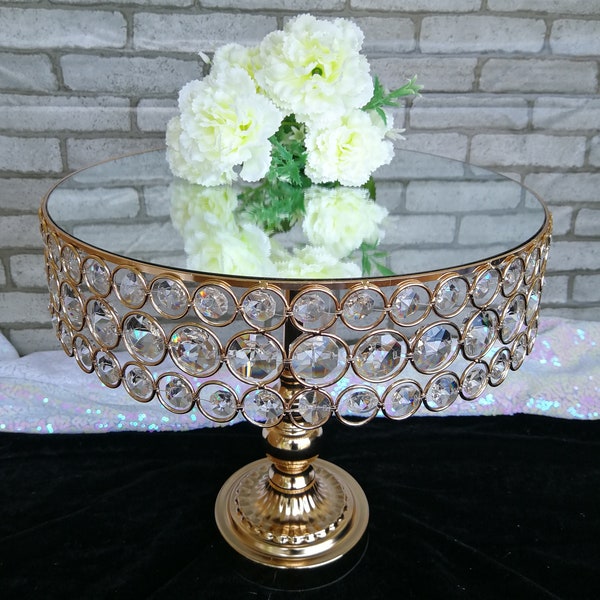 Crystal Beaded with Mirror Plated Cake stand - Gold / Silver, for Centerpiece/ Cookie plate/ Cupcake Stand