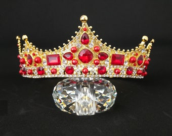 Red Rhinestone Gold Crown