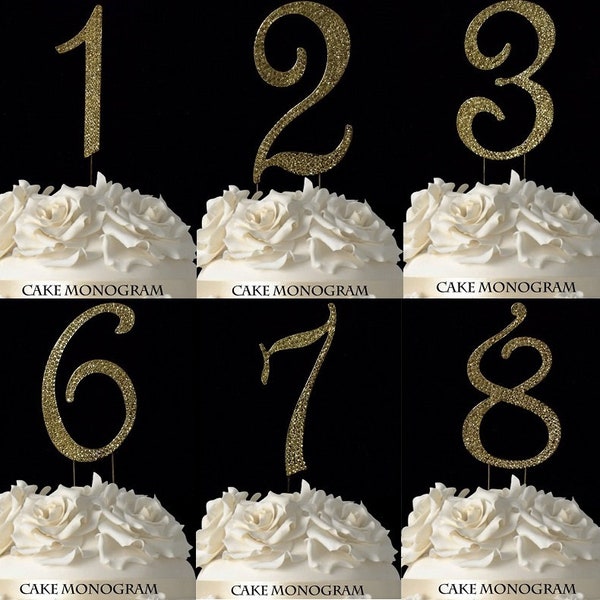 Gold Number Cake Toppers Rhinestone Monogram Bling Cake Toppers Cake Decoration Cable Number