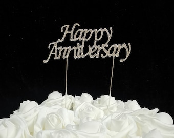 Joyeux anniversaire Rhinstone Cake Topper - Or / Argent