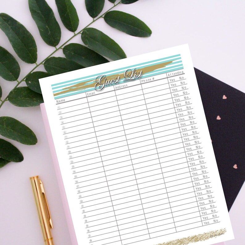 Event Guest List Printable RSVP Organizer Holiday or | Etsy