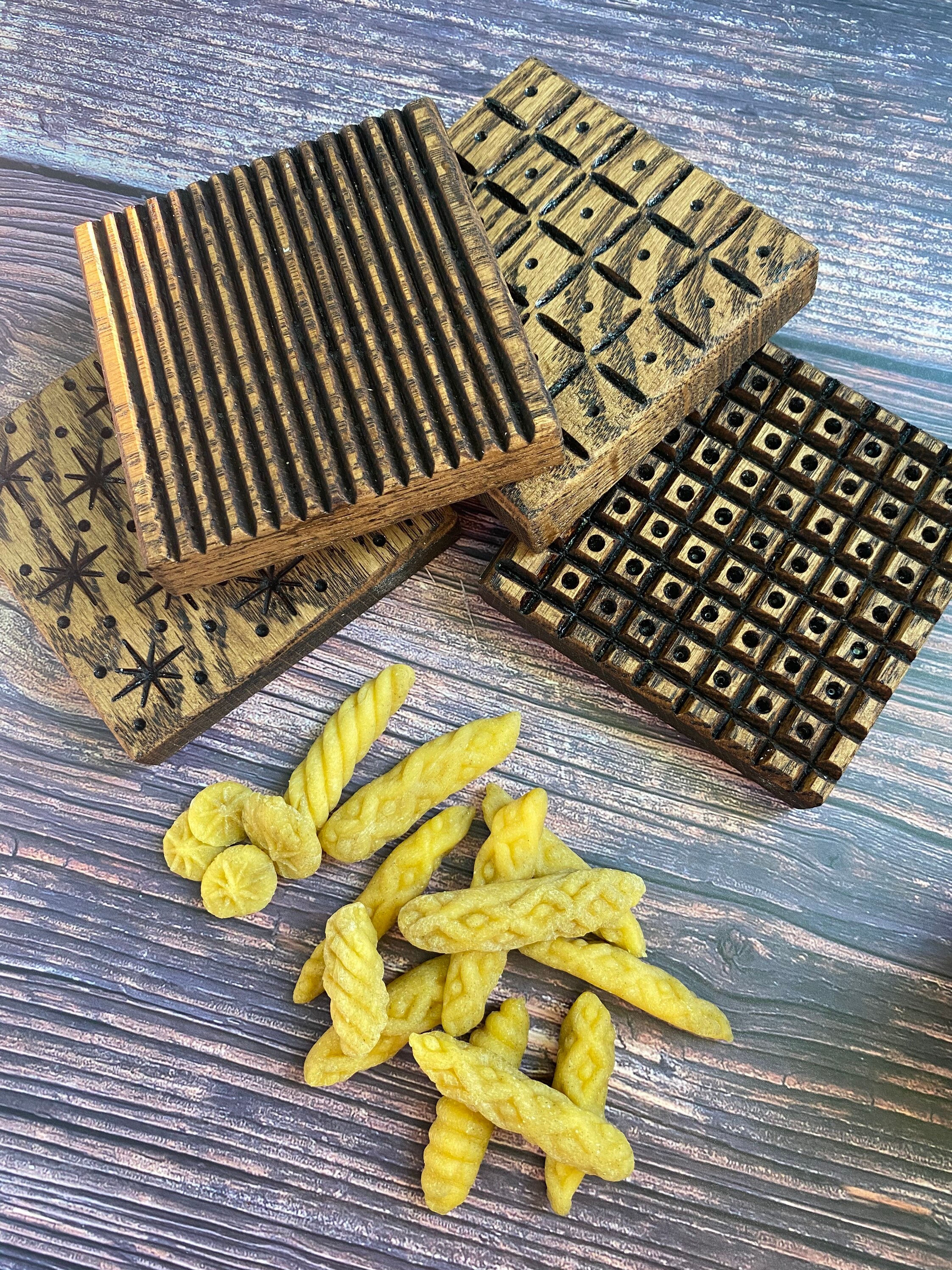 Mini Carved Pasta Boards 4x4 Set of Four Different Patterns Etsy