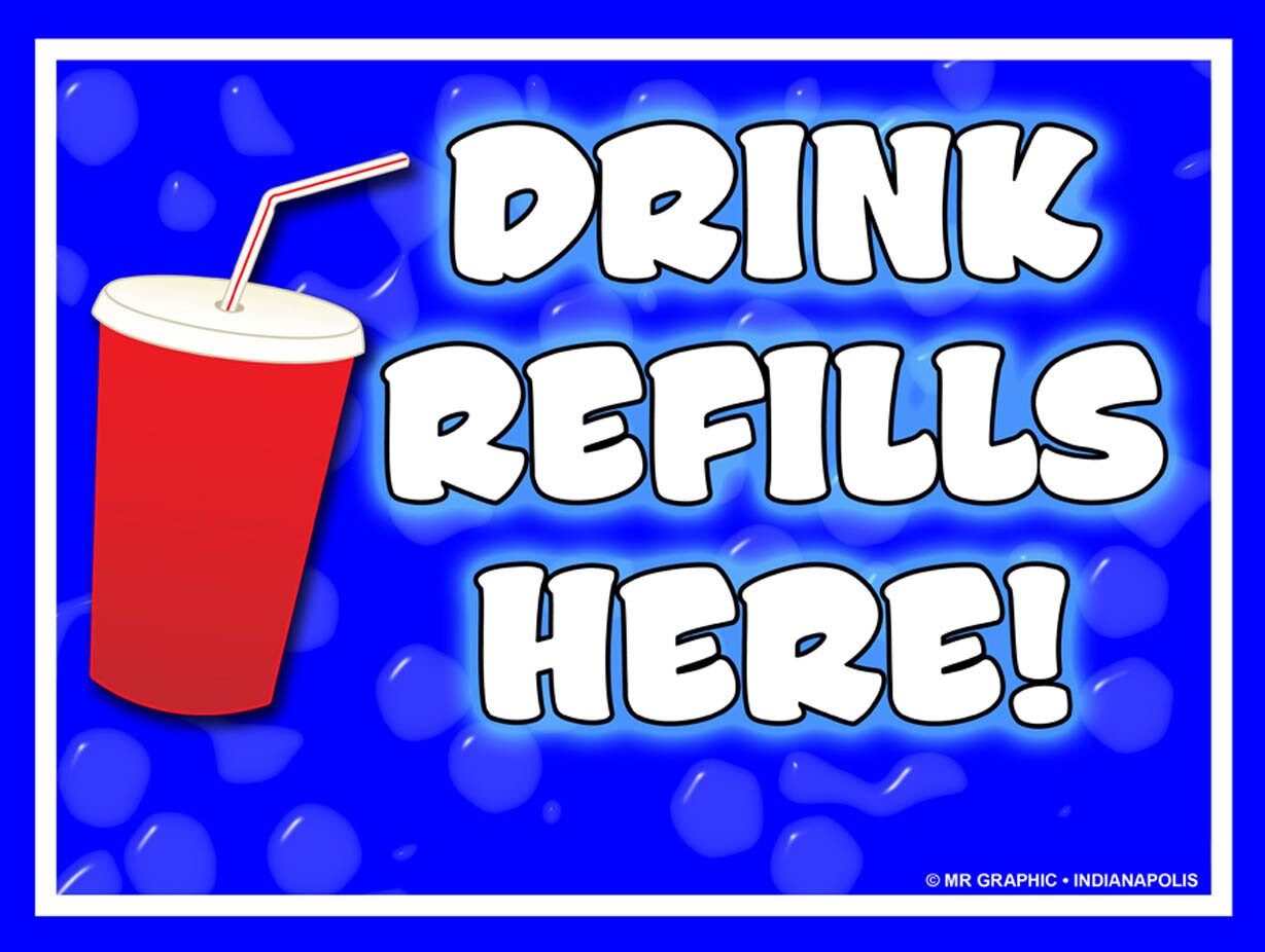 12x9 inch Drink Refills Here Sign for fairs carnivals food Etsy