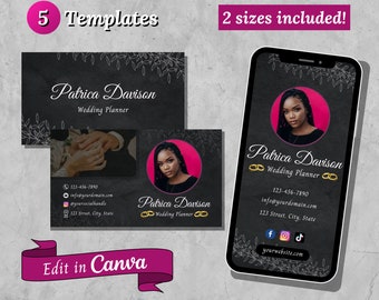 event planner business cards Business Card & Digital Business Card Bundle | Small Business Marketing | Entrepreneur | Event Planner Business Card | Canva Template