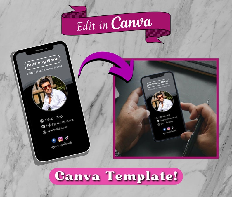 Digital Business Card Canva Template Small Business Etsy