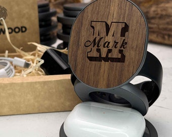 Triple Dock Charger, Charging Station, iPhone AirPods Apple Watch Charger, Charging Dock, Gift for Him, Desk Accessories,
