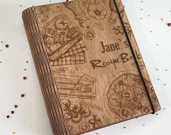 Custom Wooden Recipe Book | Personalized Cookbook Binder | Gift for Mom, Daughter | Valentine's Day or Bridal Shower