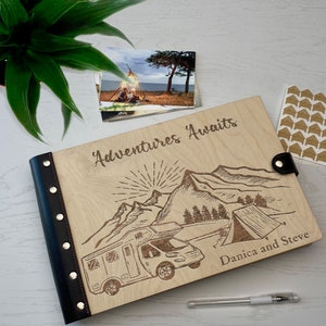 Personalized Travel Scrapbook wooden Album wedding gift ideas Honeymoon Album gift for newlyweds engraved scrapbook album travel gifts