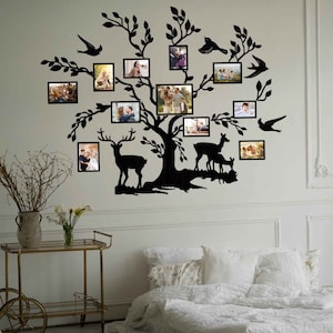 Extra Large Wooden Family Tree: A Unique 5th Wedding Anniversary Gift with Photo Frames for Collage Pictures